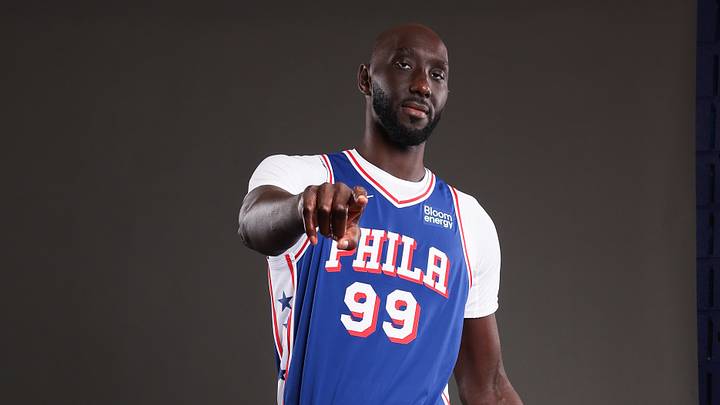 Sep 28, 2026; Camden, NJ, USA; Philadelphia 76ers Tacko Fall poses for a photo during media day. 