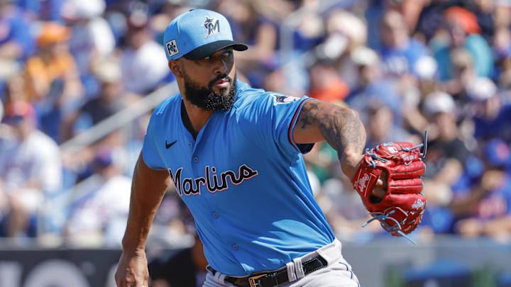 Feb 23, 2025; Port St. Lucie, Florida, USA; Miami Marlins pitcher Sandy Alcantara (22) throws during the first inning against the New York Mets at Clover Park. Mandatory Credit: Reinhold Matay-Imagn Images Feb 23, 2025; Port St. Lucie, Florida, USA; Miami Marlins pitcher Sandy Alcantara (22) throws during the first inning against the New York Mets at Clover Park. Mandatory Credit: Reinhold Matay-Imagn Images