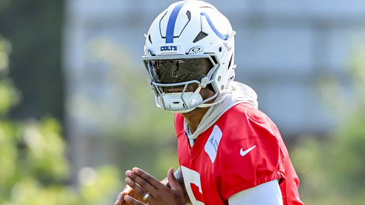 Jul 29, 2026; Westfield, IN, USA; Indianapolis Colts quarterback Anthony Richardson Sr. (5) participates in a drill on day one of training camp at Grand Park Sports Campus. Mandatory Credit: Robert Goddin-Imagn Images Jul 29, 2026; Westfield, IN, USA; Indianapolis Colts quarterback Anthony Richardson Sr. (5) participates in a drill on day one of training camp at Grand Park Sports Campus. Mandatory Credit: Robert Goddin-Imagn Images