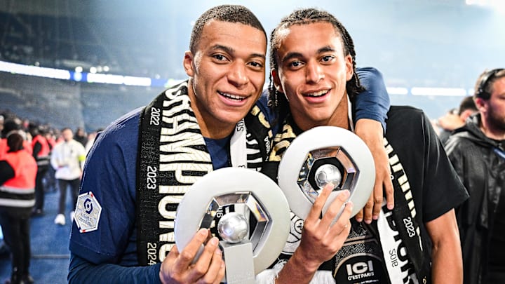 Kylian Mbappé (left) and Ethan Mbappé (right) both featured in the Champions League knockout stage.