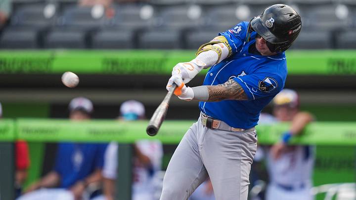 Biloxi Shuckers infielder Andrew Fischer (25) hits the ball during a minor league baseball game between the Knoxville Smokies and Biloxi Shuckers at Covenant Health Park in Knoxville, Tenn., on July 7, 2026. Biloxi Shuckers infielder Andrew Fischer (25) hits the ball during a minor league baseball game between the Knoxville Smokies and Biloxi Shuckers at Covenant Health Park in Knoxville, Tenn., on July 7, 2026.