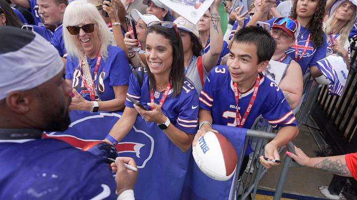 Ray Davis signs autographs for fans after Buffalo Bills Training Camp at St. John Fisher University in Pittsford on Aug. 6, 2026. Ray Davis signs autographs for fans after Buffalo Bills Training Camp at St. John Fisher University in Pittsford on Aug. 6, 2026.