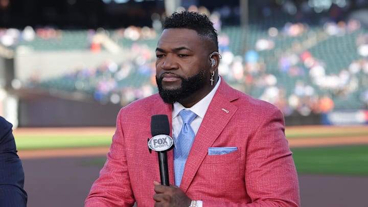 Fox News playoff baseball commentator David Ortiz before the game between the New York Mets and the Los Angeles Dodgers during game five of the NLCS for the 2024 MLB playoffs at Citi Field.