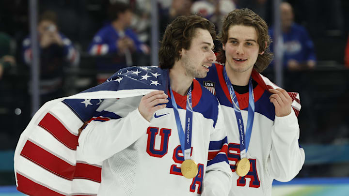 U.S. men’s hockey star Quinn Hughes will reportedly have a cameo on “SNL” which happens to coincide with “Heated Rivalry” star Connor Storrie, who is hosting the episode.