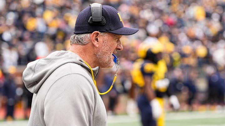 Michigan head coach Kyle Whittingham and the Wolverines are projected to fall short of the College Football Playoff.