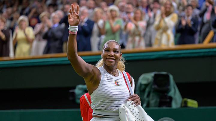 Day Two: The Championships - Wimbledon 2026 LONDON, ENGLAND JUNE 30 - Serena Williams of United States waves to fan after her Ladies Single First Round lose to Maya Joint of Australia at The Wimbledon Lawn Tennis Championship at Wimbledon on June 30, 2026 in London, England. Day Two: The Championships - Wimbledon 2026 LONDON, ENGLAND JUNE 30 - Serena Williams of United States waves to fan after her Ladies Single First Round lose to Maya Joint of Australia at The Wimbledon Lawn Tennis Championship at Wimbledon on June 30, 2026 in London, England.
