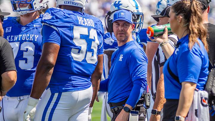 Sep 5, 2026; Lexington, Kentucky, USA; Kentucky Wildcats head coach Will Stein talks to his team during a time out during the first quarter against the Youngstown State Penguins at Kroger Field. Mandatory Credit: Arden Barnes-Imagn Images Sep 5, 2026; Lexington, Kentucky, USA; Kentucky Wildcats head coach Will Stein talks to his team during a time out during the first quarter against the Youngstown State Penguins at Kroger Field. Mandatory Credit: Arden Barnes-Imagn Images