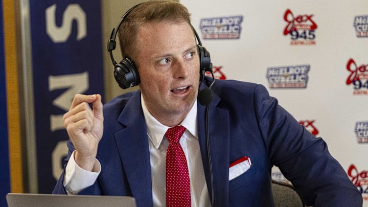 SEC Network personality Greg McElroy visits Radio Row during SEC Media Days at Hyatt Regency Birmingham.