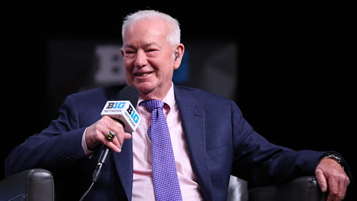 Oct 2, 2024; Rosemont, IL, USA; Northwestern head coach Joe Mckeown speaks during the 2024 Big Ten Women's Basketball media day at Donald E. Stephens Convention Center. Mandatory Credit: Melissa Tamez-Imagn Images