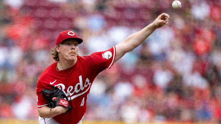 Cincinnati Reds pitcher Andrew Abbott (41) pitches in the second inning between Cincinnati Reds and Chicago Cubs at Great American Ball Park in Cincinnati on Sept. 21, 2025. Cincinnati Reds pitcher Andrew Abbott (41) pitches in the second inning between Cincinnati Reds and Chicago Cubs at Great American Ball Park in Cincinnati on Sept. 21, 2025.