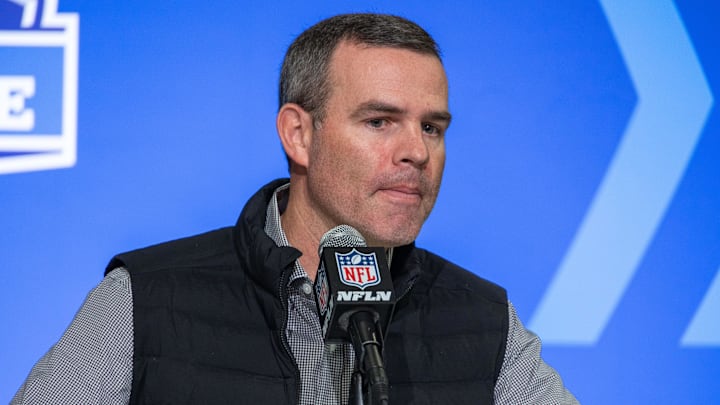 Feb 28, 2023; Indianapolis, IN, USA; Buffalo Bills general manager Brandon Beane speaks to the press at the NFL Combine. Feb 28, 2023; Indianapolis, IN, USA; Buffalo Bills general manager Brandon Beane speaks to the press at the NFL Combine.