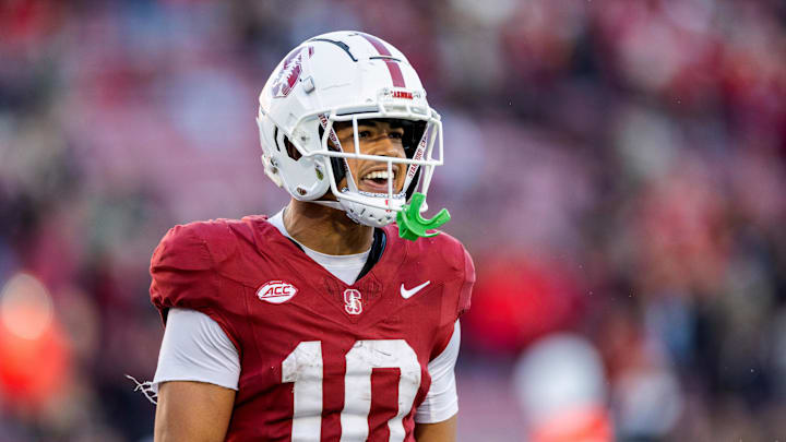Texas Longhorns wide receiver Emmett Mosley V with the Stanford Cardinal. Texas Longhorns wide receiver Emmett Mosley V with the Stanford Cardinal.