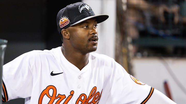 Nov 9, 2025; Mesa, AZ, USA; Baltimore Orioles outfielder Enrique Bradfield Jr. during the Arizona Fall League Fall Stars Game at Sloan Park. Mandatory Credit: Mark J. Rebilas-Imagn Images Nov 9, 2025; Mesa, AZ, USA; Baltimore Orioles outfielder Enrique Bradfield Jr. during the Arizona Fall League Fall Stars Game at Sloan Park. Mandatory Credit: Mark J. Rebilas-Imagn Images