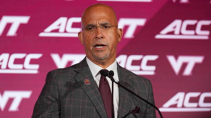 Jul 16, 2026; Charlotte, NC, USA; Virginia Tech head coach James Franklin speaks to the media during Media Day at Hilton Charlotte Uptown. Mandatory Credit: Jim Dedmon-Imagn Images