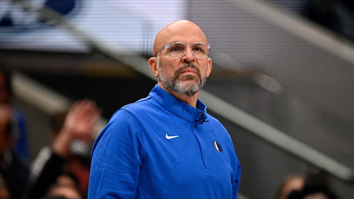 Jan 14, 2026; Dallas, Texas, USA; Dallas Mavericks head coach Jason Kidd looks on during the game against the Denver Nuggets at the American Airlines Center. Mandatory Credit: Jerome Miron-Imagn Images Jan 14, 2026; Dallas, Texas, USA; Dallas Mavericks head coach Jason Kidd looks on during the game against the Denver Nuggets at the American Airlines Center. Mandatory Credit: Jerome Miron-Imagn Images