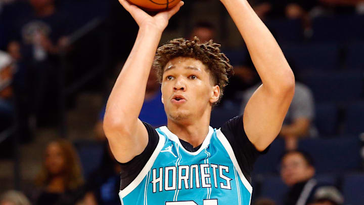 Oct 10, 2024; Memphis, Tennessee, USA; Charlotte Hornets forward Tidjane Salaun (31) shoots for three during the first half against the Memphis Grizzlies at FedExForum. Mandatory Credit: Petre Thomas-Imagn Images Oct 10, 2024; Memphis, Tennessee, USA; Charlotte Hornets forward Tidjane Salaun (31) shoots for three during the first half against the Memphis Grizzlies at FedExForum. Mandatory Credit: Petre Thomas-Imagn Images