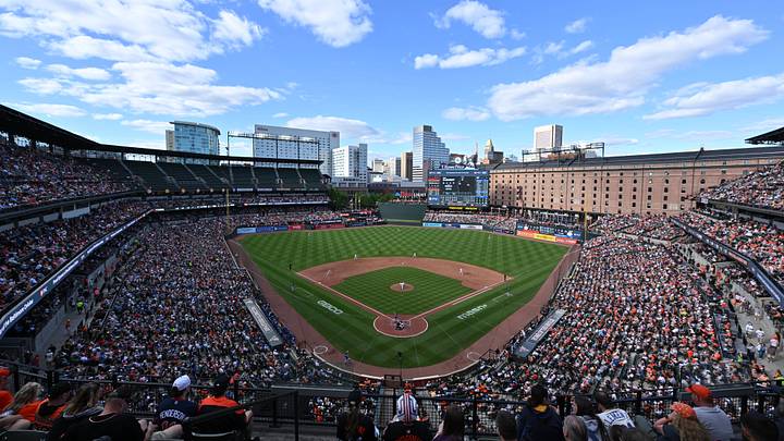 A wide general view as the Baltimore Orioles play the Toronto Blue Jays at Oriole Park at Camden Yards. Mandatory Credit: Jamie Sabau-Imagn Images