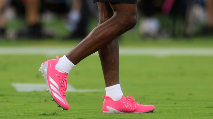 Jacksonville Jaguars wide receiver Travis Hunter wears the adidas  adizero Electric II cleats.