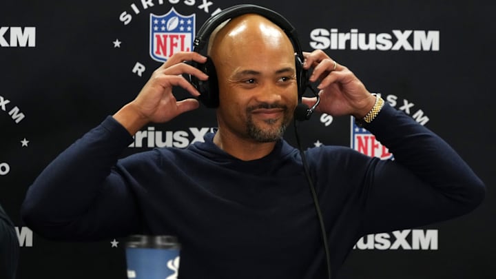 Atlanta Falcons general manager Terry Fontenot on the SiriusXM radio set during the NFL Scouting Combine at Indiana Convention Center.