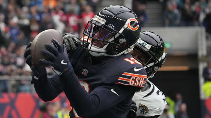 Keenan Allen pulls in a sharp throw in front of Montaric Brown for the Bears touchdown in Sunday's 35-16 victory over the Jaguars.