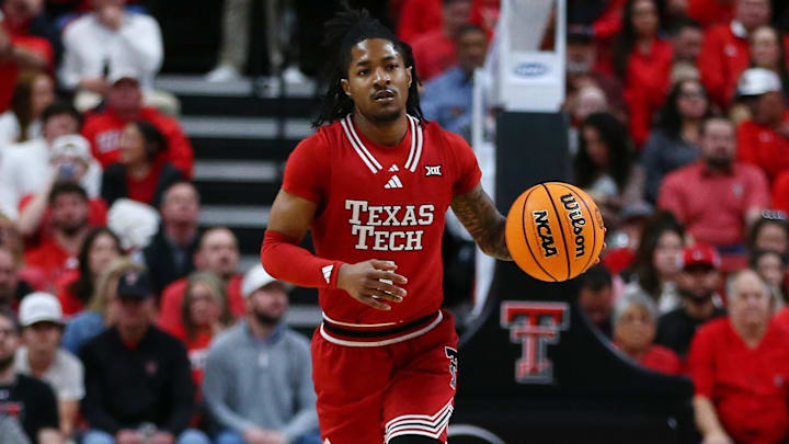 Feb 4, 2025; Lubbock, Texas, USA; Texas Tech Red Raiders guard Elijah Hawkins (3) brings the ball up court against the Baylor Bears in the first half at United Supermarkets Arena. Mandatory Credit: Michael C. Johnson-Imagn Images Feb 4, 2025; Lubbock, Texas, USA; Texas Tech Red Raiders guard Elijah Hawkins (3) brings the ball up court against the Baylor Bears in the first half at United Supermarkets Arena. Mandatory Credit: Michael C. Johnson-Imagn Images