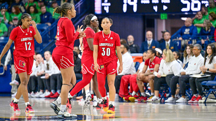 Mar 3, 2024; South Bend, Indiana, USA; Louisville Cardinals guard Jayda Curry (30).
