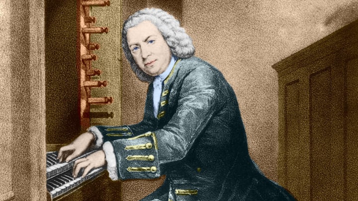 Johann Sebastian Bach plays an organ.