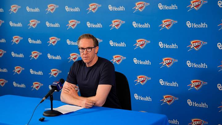 Sam Presti, Thunder General Manager, has his end-of-season media access, Monday, June 8, 2026. Sam Presti, Thunder General Manager, has his end-of-season media access, Monday, June 8, 2026.