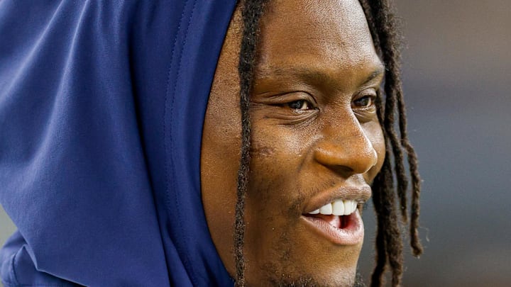 Aug 22, 2025; Arlington, Texas, USA; Dallas Cowboys wide receiver George Pickens (3) looks on from the sidelines during the second quarter against the Atlanta Falcons at AT&T Stadium. Mandatory Credit: Andrew Dieb-Imagn Images Aug 22, 2025; Arlington, Texas, USA; Dallas Cowboys wide receiver George Pickens (3) looks on from the sidelines during the second quarter against the Atlanta Falcons at AT&T Stadium. Mandatory Credit: Andrew Dieb-Imagn Images