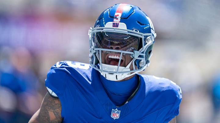 New York Giants wide receiver Odell Beckham Jr. (3) reacts during a preseason opening game between the New York Giants and Minnesota Vikings on Saturday, Aug. 15, 2026, at MetLife Stadium in East Rutherford, NJ. New York Giants wide receiver Odell Beckham Jr. (3) reacts during a preseason opening game between the New York Giants and Minnesota Vikings on Saturday, Aug. 15, 2026, at MetLife Stadium in East Rutherford, NJ.