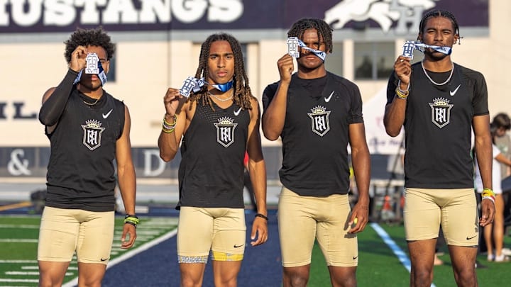 Servite’s 4x400 relay squad — Jorden Wells, Jace Wells, Kamil Pelovello and Jaelen Hunter — after running 3:10.33, the No. 2 time in the nation, at the Trabuco Hills Invitational. Servite’s 4x400 relay squad — Jorden Wells, Jace Wells, Kamil Pelovello and Jaelen Hunter — after running 3:10.33, the No. 2 time in the nation, at the Trabuco Hills Invitational.