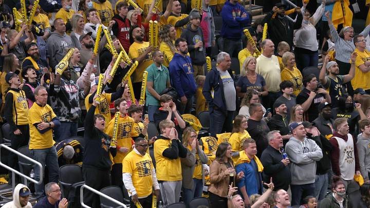 Oct 23, 2021; Indianapolis, Indiana, USA; the Indiana Pacers fans react against the Miami Heat during the fourth quarter at Gainbridge Fieldhouse. Mandatory Credit: Robert Meyer-USA TODAY Sports