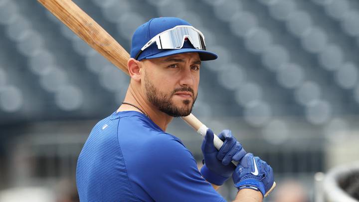 May 27, 2026; Pittsburgh, Pennsylvania, USA;  Chicago Cubs  outfielder Michael Conforto (20) at the batting cage before the game against the Pittsburgh Pirates at PNC Park. Mandatory Credit: Charles LeClaire-Imagn Images
