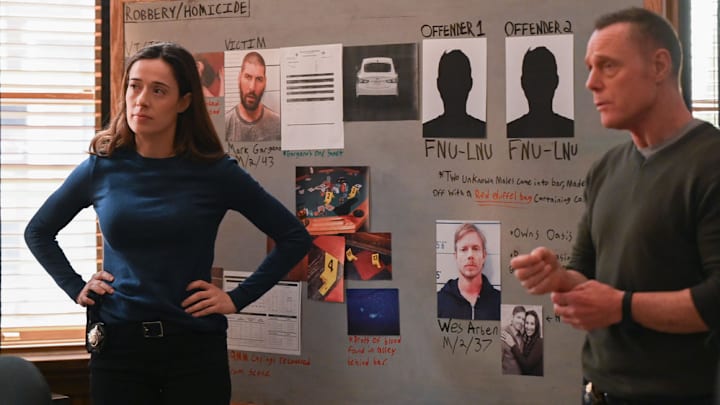 CHICAGO P.D. -- "Retread" Episode 11002 -- Pictured: (l-r) Marina Squerciati as Kim Burgess, Jason Beghe as Hank Voight -- (Photo by: Lori Allen/NBC)