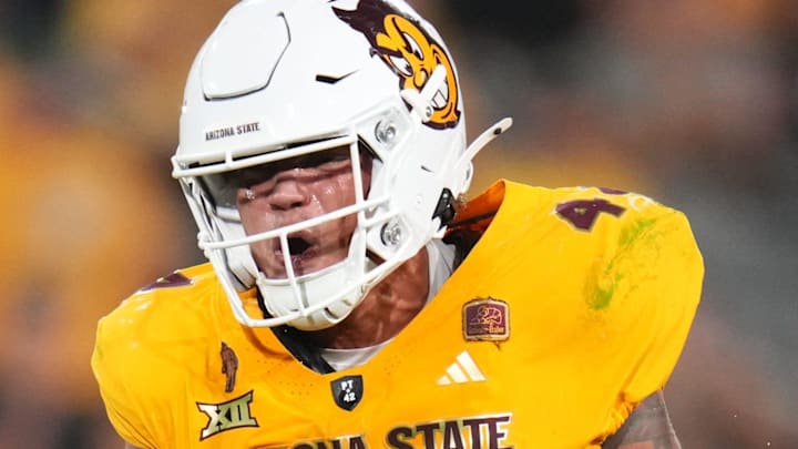 Arizona State linebacker Keyshaun Elliott (44) will miss the first half of the Sun Devils game vs. Utah.