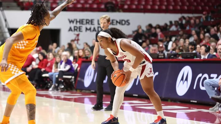Alabama Guard Jessica Timmons (23) in action against Tennessee at Coleman Coliseum in Tuscaloosa, AL on Sunday, Jan 18, 2026.