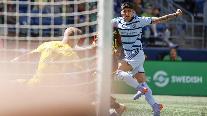 Alan Pulido scores to get Sporting KC their first win of the season. Alan Pulido scores to get Sporting KC their first win of the season.