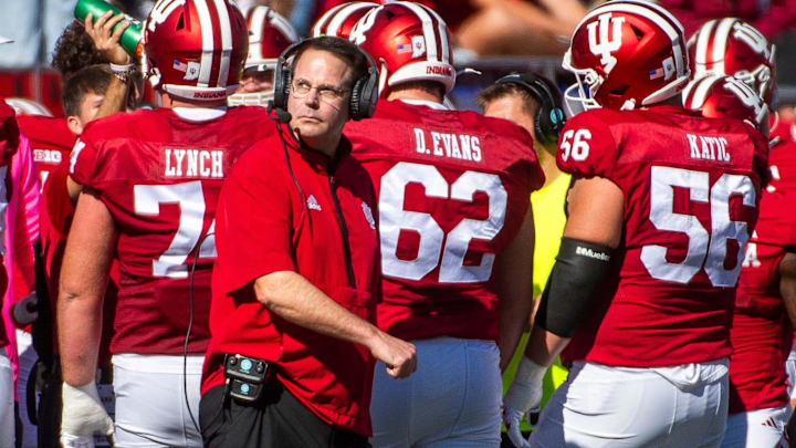 Indiana Head Coach Curt Cignetti looks up at the scoreboard during the Indiana versus Nebraska football game at Memorial Stadium on Saturday, Oct. 19, 2024. Indiana Head Coach Curt Cignetti looks up at the scoreboard during the Indiana versus Nebraska football game at Memorial Stadium on Saturday, Oct. 19, 2024.