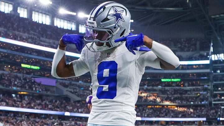 Dallas Cowboys wide receiver KaVontae Turpin reacts after scoring a touchdown during the second half against the Baltimore Ravens.