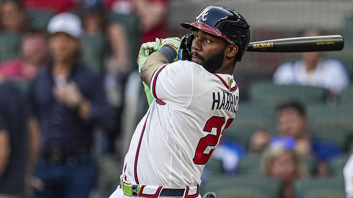 Atlanta Braves center fielder Michael Harris II (23) hits a double to drive in a run against the Toronto Blue Jays during the first inning at Truist Park. Mandatory Credit: Dale Zanine-Imagn Images Atlanta Braves center fielder Michael Harris II (23) hits a double to drive in a run against the Toronto Blue Jays during the first inning at Truist Park. Mandatory Credit: Dale Zanine-Imagn Images