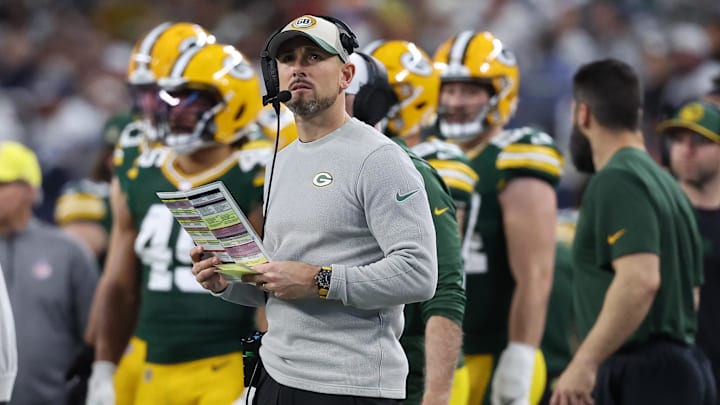 Jan 14, 2024; Arlington, Texas, USA; Green Bay head coach Matt LaFleur in the first half of the 2024
