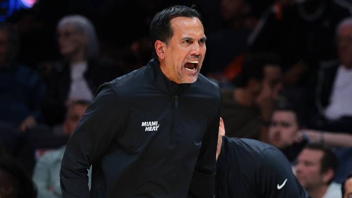 Miami Heat head coach Erik Spoelstra reacts (Mandatory Credit: Sam Navarro-Imagn Images) Miami Heat head coach Erik Spoelstra reacts (Mandatory Credit: Sam Navarro-Imagn Images)