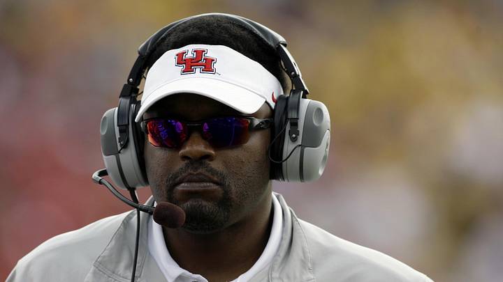 Dec 3, 2011; Houston, TX, USA; Houston Cougars head coach Kevin Sumlin coaches against the Southern Mississippi Golden Eagles in the first quarter at Robertson Stadium. Mandatory Credit: Brett Davis-Imagn Images Dec 3, 2011; Houston, TX, USA; Houston Cougars head coach Kevin Sumlin coaches against the Southern Mississippi Golden Eagles in the first quarter at Robertson Stadium. Mandatory Credit: Brett Davis-Imagn Images