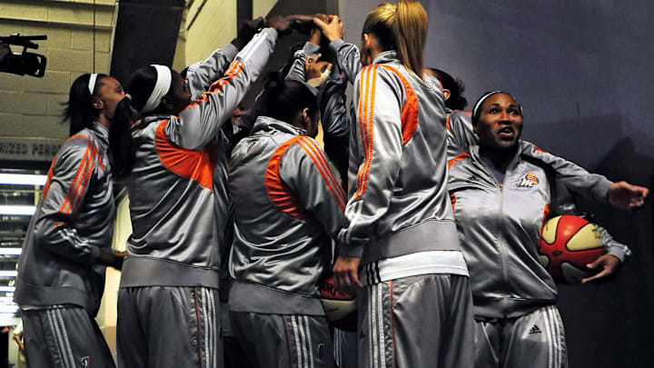 Sep 25, 2011; Phoenix, AZ, USA; Phoenix Mercury guard Temeka Johnson (left) and her teammates cheer prior to the game between the Minnesota Lynx at the US Airways Center. Mandatory Credit: Jennifer Stewart-Imagn Images Sep 25, 2011; Phoenix, AZ, USA; Phoenix Mercury guard Temeka Johnson (left) and her teammates cheer prior to the game between the Minnesota Lynx at the US Airways Center. Mandatory Credit: Jennifer Stewart-Imagn Images