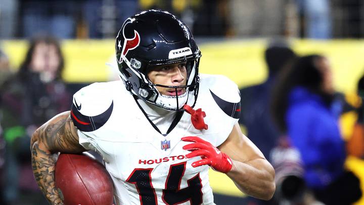 Jan 12, 2026; Pittsburgh, PA, USA; Houston Texans wide receiver Jaylin Noel (14) runs during the first half of an AFC Wild Card Round game against the Pittsburgh Steelers at Acrisure Stadium. Mandatory Credit: Charles LeClaire-Imagn Images Jan 12, 2026; Pittsburgh, PA, USA; Houston Texans wide receiver Jaylin Noel (14) runs during the first half of an AFC Wild Card Round game against the Pittsburgh Steelers at Acrisure Stadium. Mandatory Credit: Charles LeClaire-Imagn Images