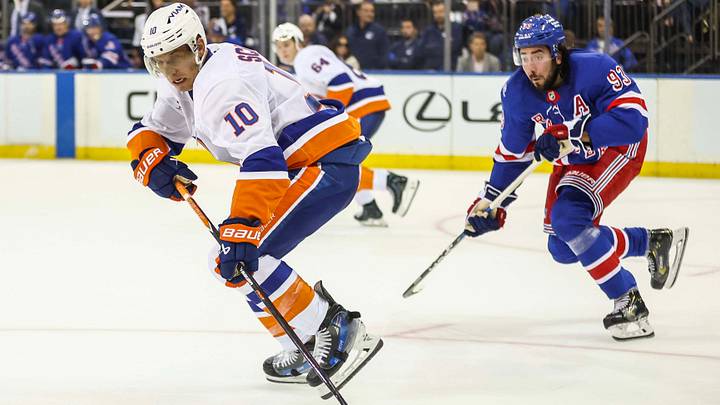 Sep 22, 2026; New York, New York, USA; New York Islanders center Brayden Schenn (10) during the game against the New York Rangers at Madison Square Garden. Mandatory Credit: Wendell Cruz-Imagn Images Sep 22, 2026; New York, New York, USA; New York Islanders center Brayden Schenn (10) during the game against the New York Rangers at Madison Square Garden. Mandatory Credit: Wendell Cruz-Imagn Images