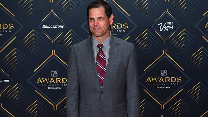 Jun 19, 2019; Las Vegas, NV, USA; Don Sweeney is pictured on the red carpet during the 2019 NHL Awards at Mandalay Bay. Mandatory Credit: Stephen R. Sylvanie-USA TODAY Sports Jun 19, 2019; Las Vegas, NV, USA; Don Sweeney is pictured on the red carpet during the 2019 NHL Awards at Mandalay Bay. Mandatory Credit: Stephen R. Sylvanie-USA TODAY Sports