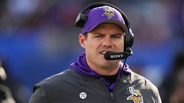 Minnesota Vikings head coach Kevin O'Connell during the first half at MetLife Stadium. Mandatory Credit: Robert Deutsch-Imagn Images Minnesota Vikings head coach Kevin O'Connell during the first half at MetLife Stadium. Mandatory Credit: Robert Deutsch-Imagn Images
