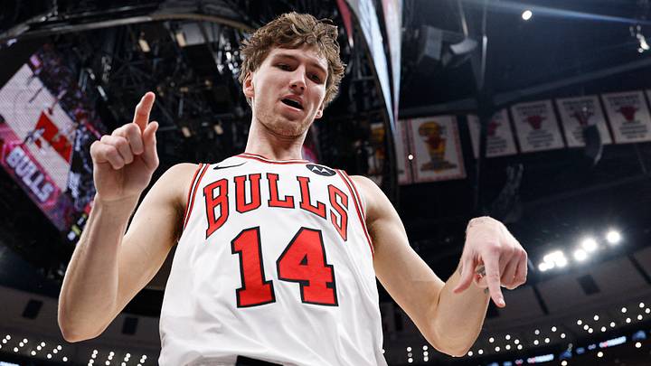 Nov 22, 2025; Chicago, Illinois, USA; Chicago Bulls forward Matas Buzelis (14) reacts after scoring against the Washington Wizards during the first half at United Center. Mandatory Credit: Kamil Krzaczynski-Imagn Images Nov 22, 2025; Chicago, Illinois, USA; Chicago Bulls forward Matas Buzelis (14) reacts after scoring against the Washington Wizards during the first half at United Center. Mandatory Credit: Kamil Krzaczynski-Imagn Images