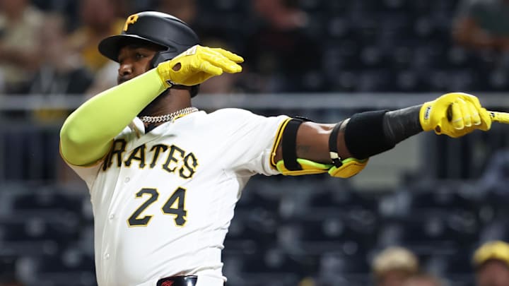 Pittsburgh Pirates designated hitter Marcell Ozuna. Pittsburgh Pirates designated hitter Marcell Ozuna.